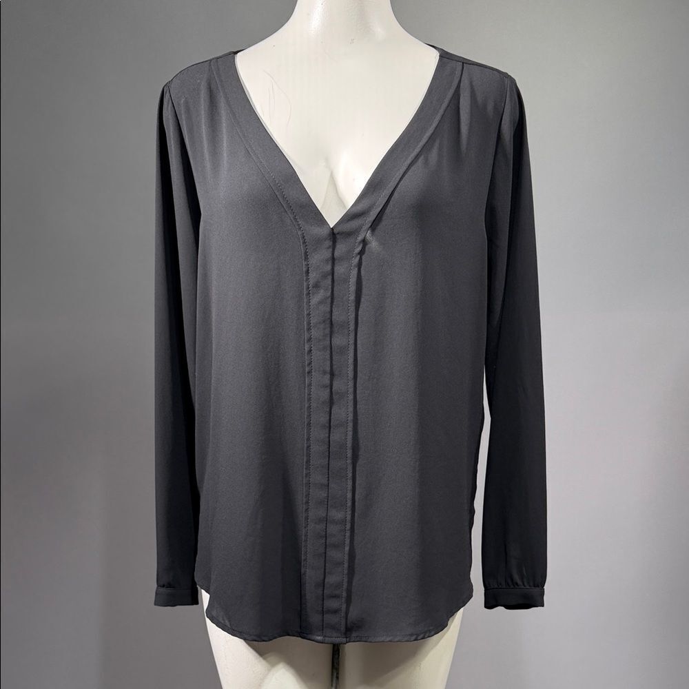 Veronica M Charcoal V-Neck Blouse (rack11)